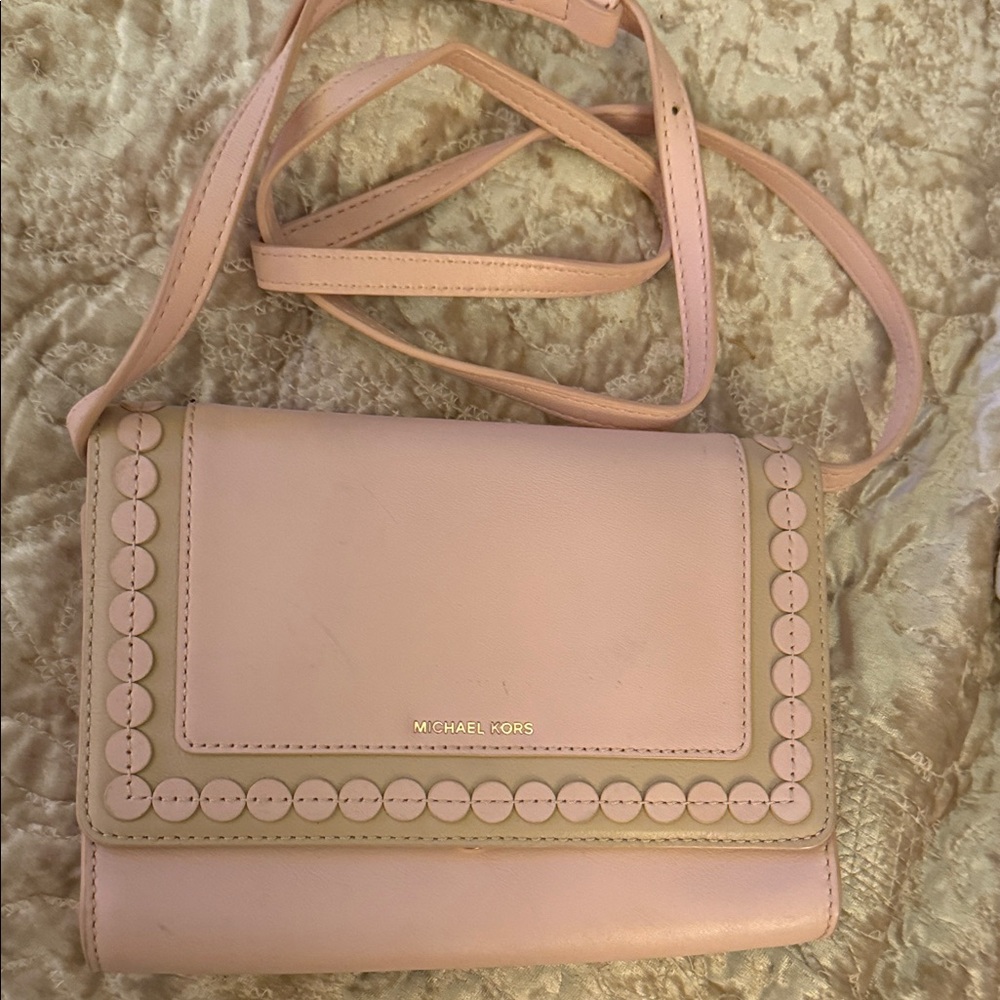 Michael Kors Blush Pink Analise Leather Crossbody Bag
